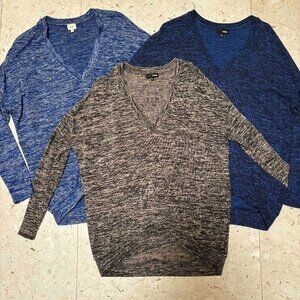 3 Aritzia Wilfred Free V-Neck High-Low Devinette Long-Sleeve Tops - Size Small